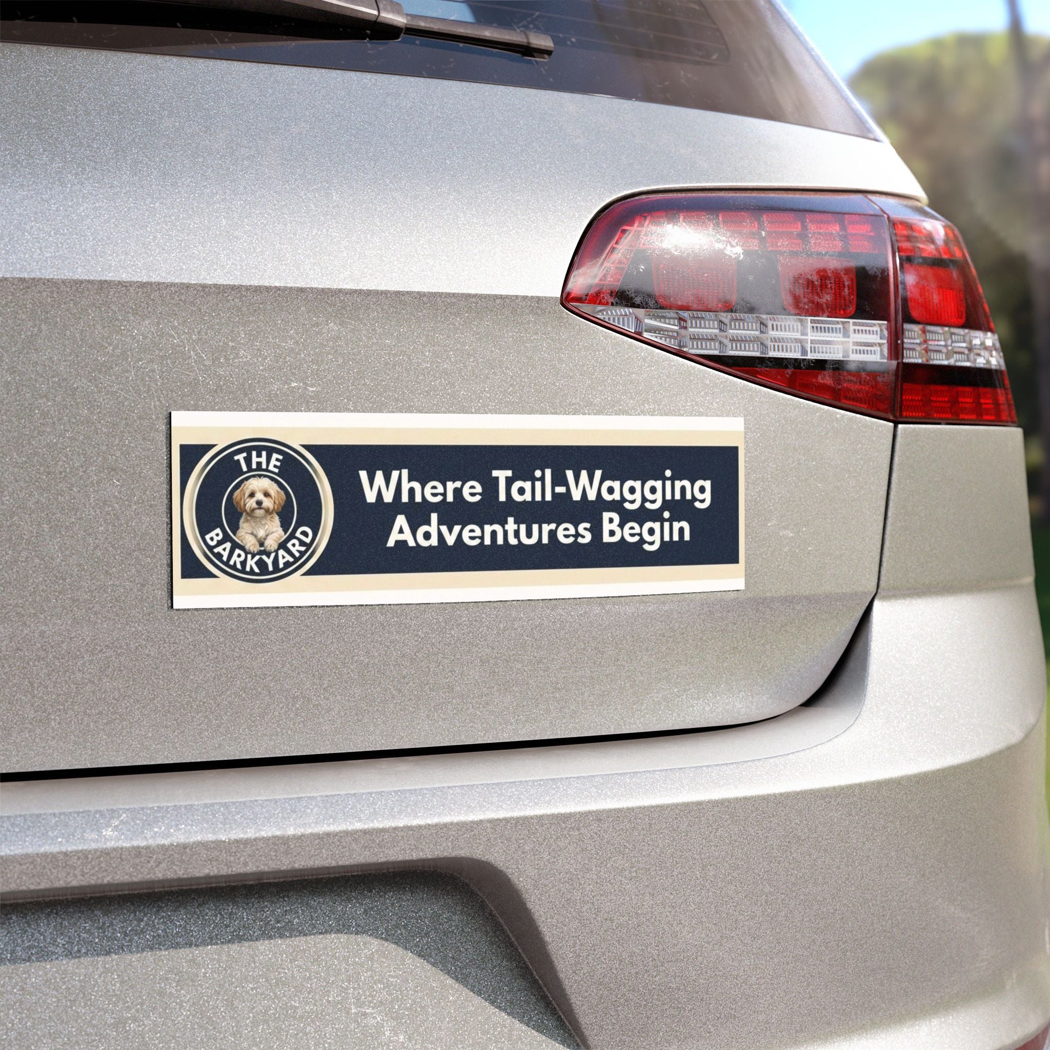 Car Magnet — "Where Tail‑Wagging Adventures Begin" Dog Sticker for Vehicles -- The BarkYard